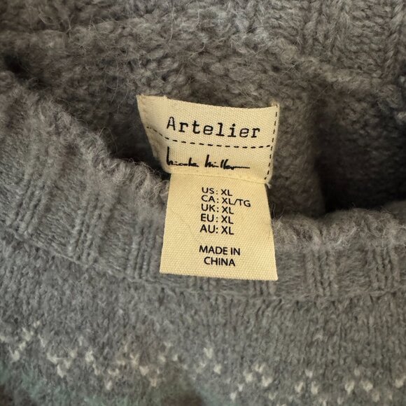 Artelier Nicole Miller Grey Mock Neck Sweater - Picture 2 of 2